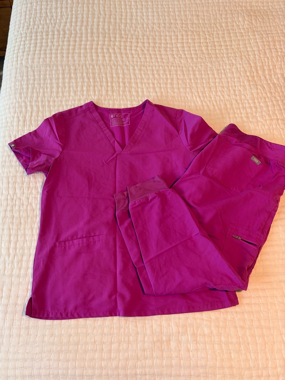 Figs Women's Casma bright purple scrub, tap, and matching jogger bottoms set mp